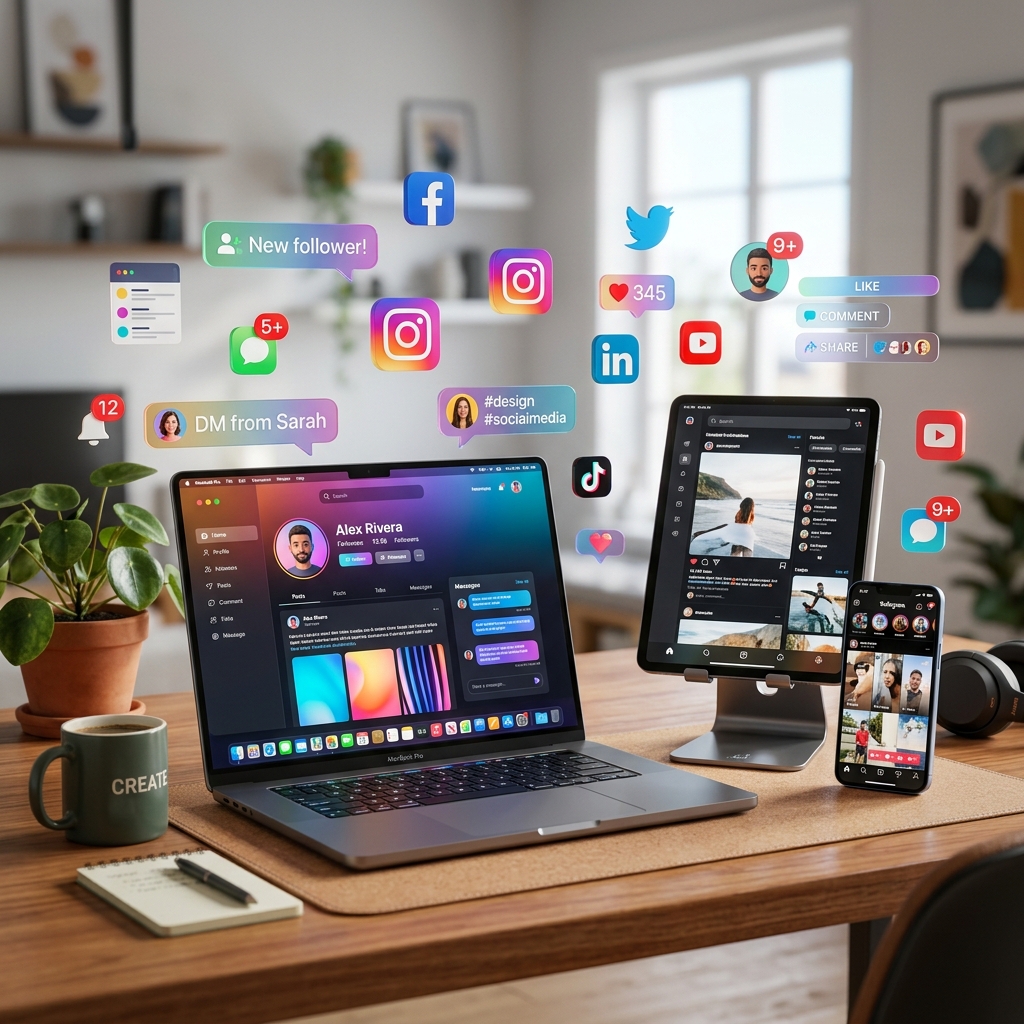 3D illustration related to social media downloading