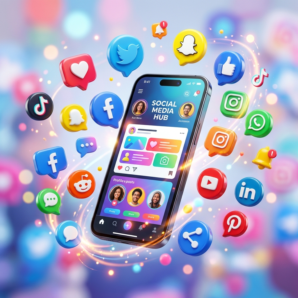 3D illustration related to social media downloading