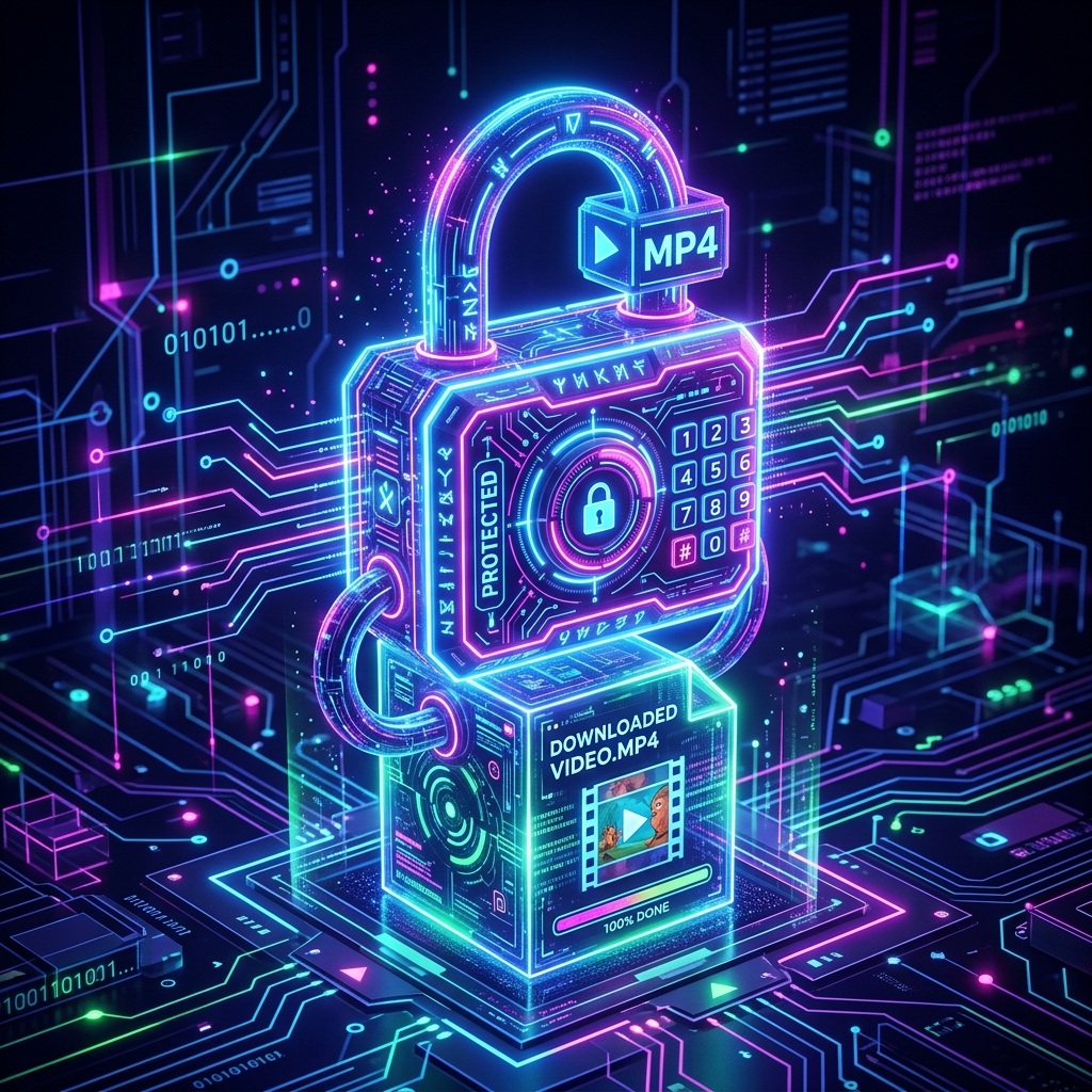Digital lock protecting a downloaded video